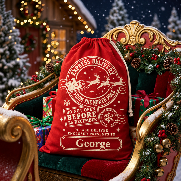 Personalised North Pole Post Christmas Sack