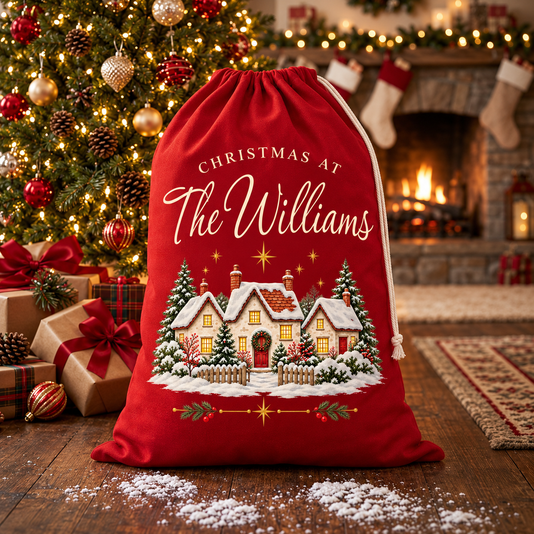 Personalised Family Village Christmas Sack