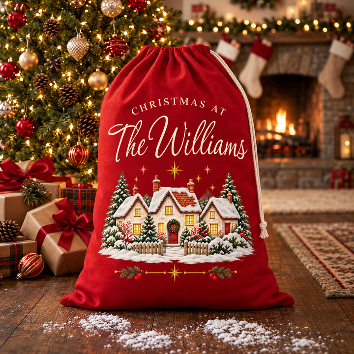 Personalised Family Village Christmas Sack