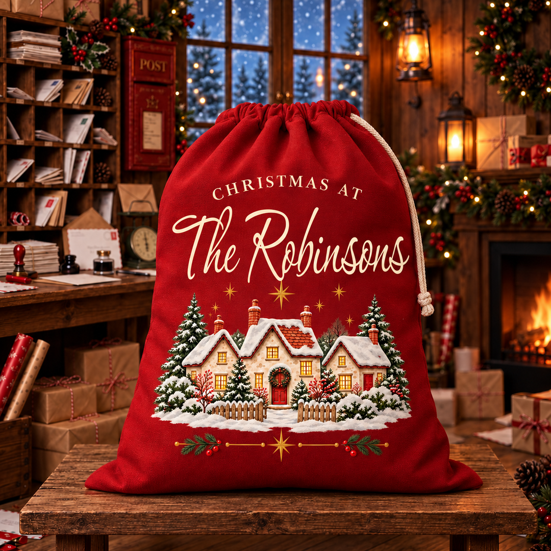 Personalised Family Village Christmas Sack