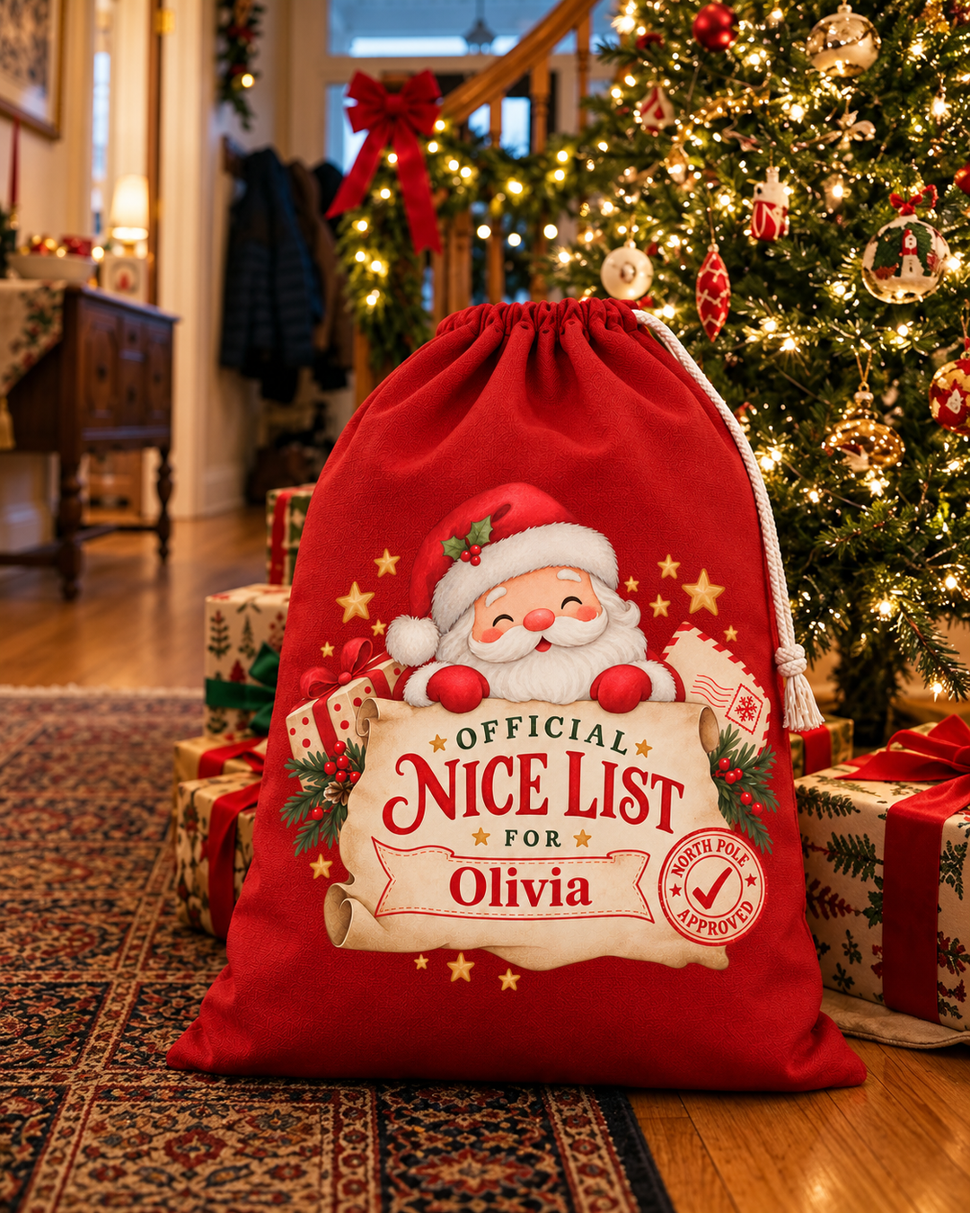 Personalised Santa’s Nice List Christmas Sack