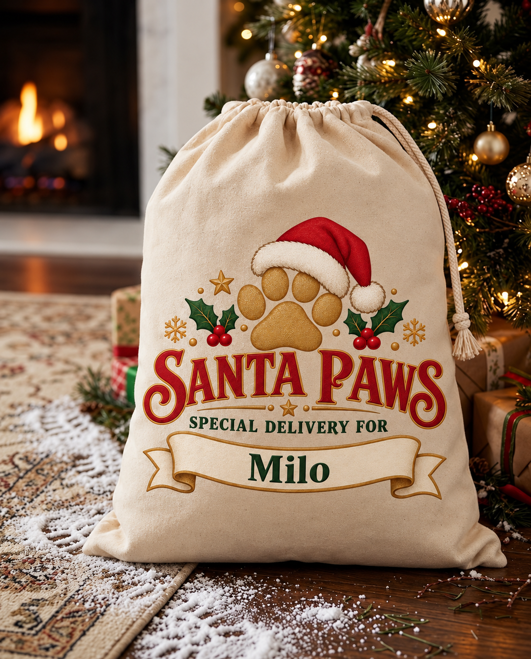 Personalised Santa Paws Christmas Sack for Pets