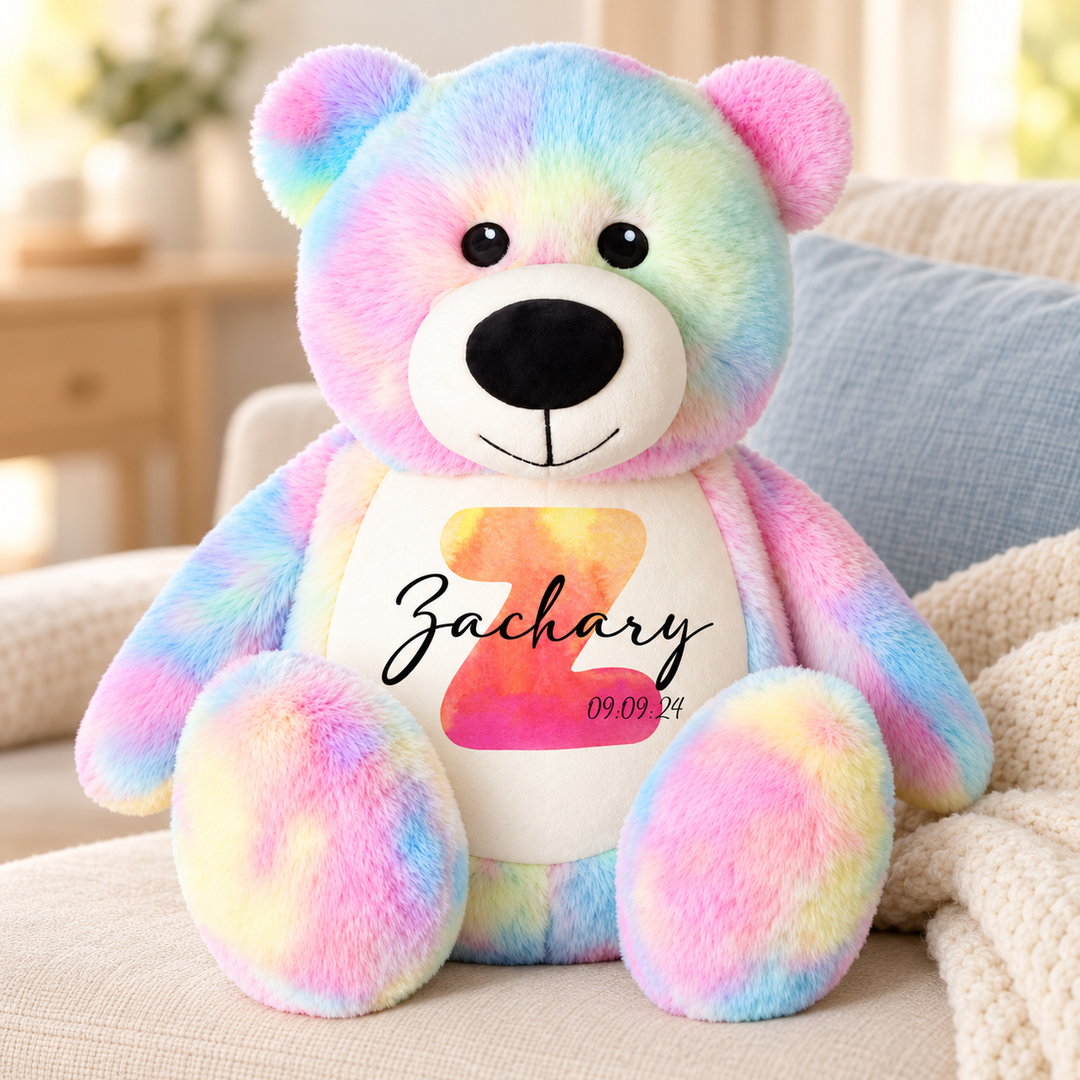 Personalised Watercolour Initial Large Bear