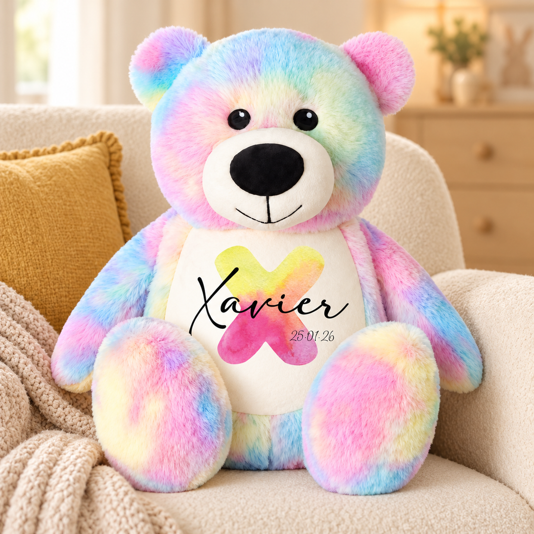 Personalised Watercolour Initial Large Bear
