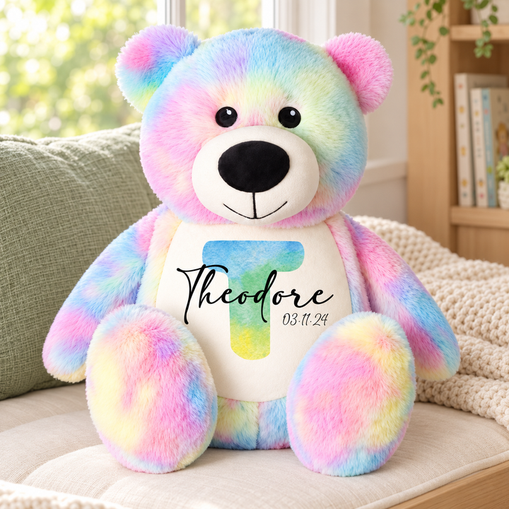 Personalised Watercolour Initial Large Bear