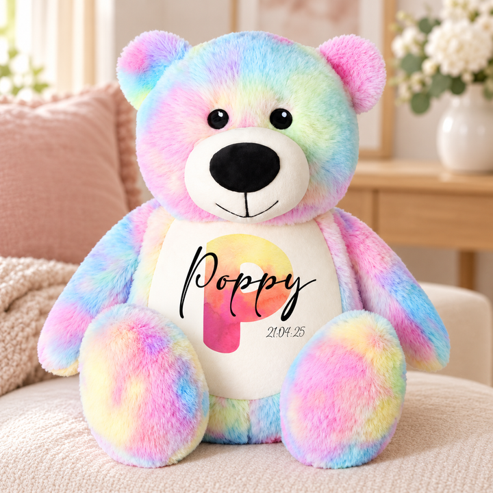 Personalised Watercolour Initial Large Bear