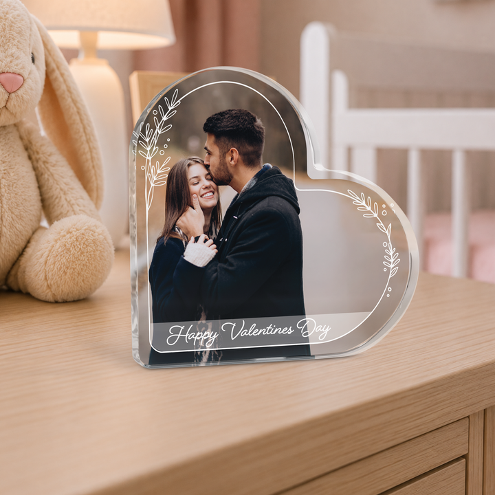 Personalized Custom Photo with Text Heart Acrylic Plaque Keepsake