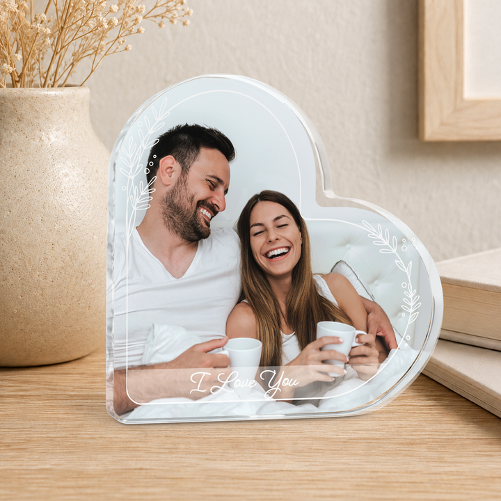 Personalized Custom Photo with Text Heart Acrylic Plaque Keepsake