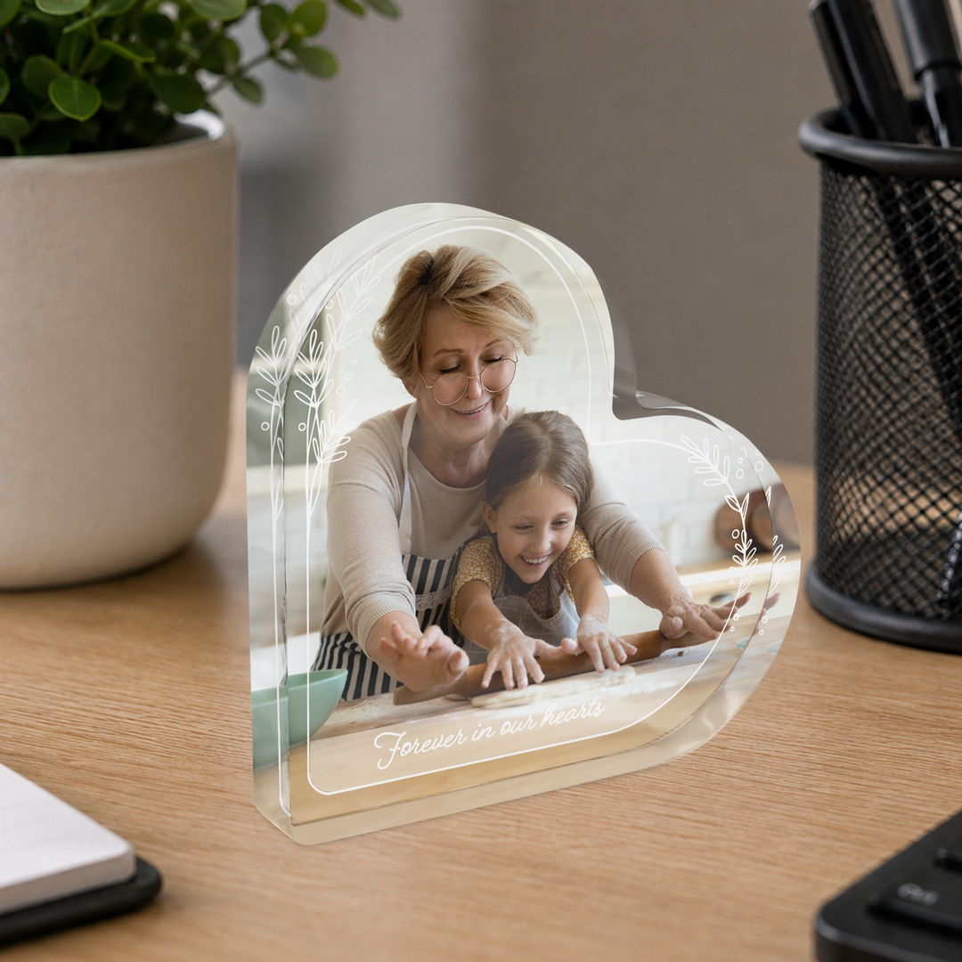 Personalized Custom Photo with Text Heart Acrylic Plaque Keepsake