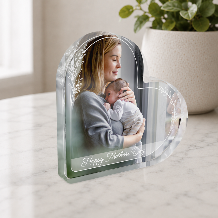 Personalized Custom Photo with Text Heart Acrylic Plaque Keepsake
