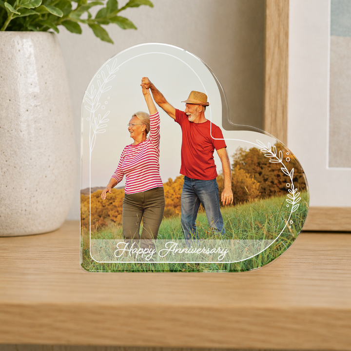 Personalized Custom Photo with Text Heart Acrylic Plaque Keepsake