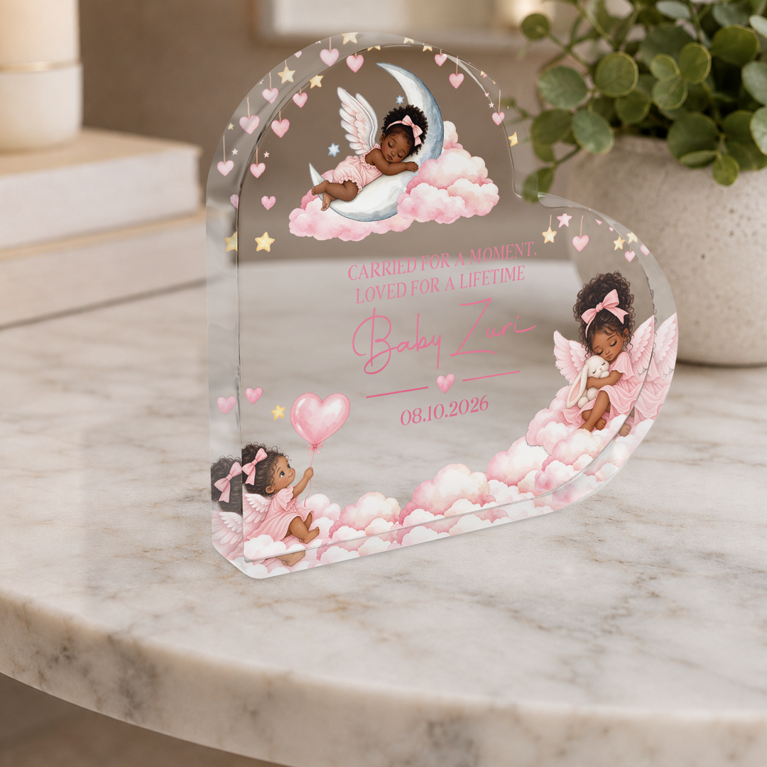 Personalized Pink Baby Memorial Heart Plaque