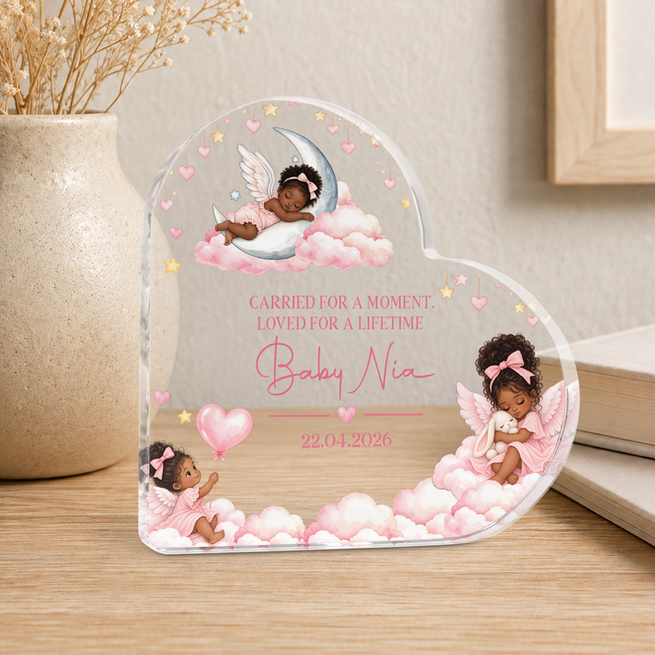 Personalized Pink Baby Memorial Heart Plaque