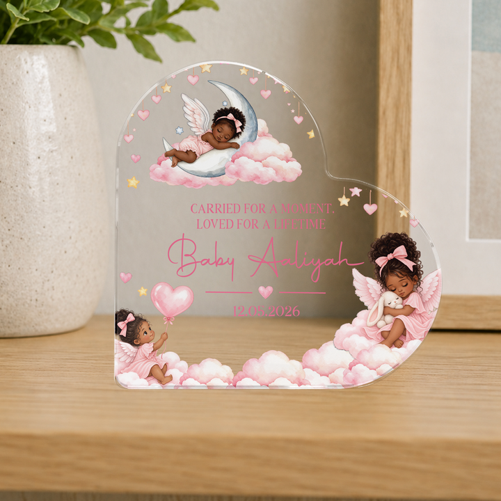 Personalized Pink Baby Memorial Heart Plaque