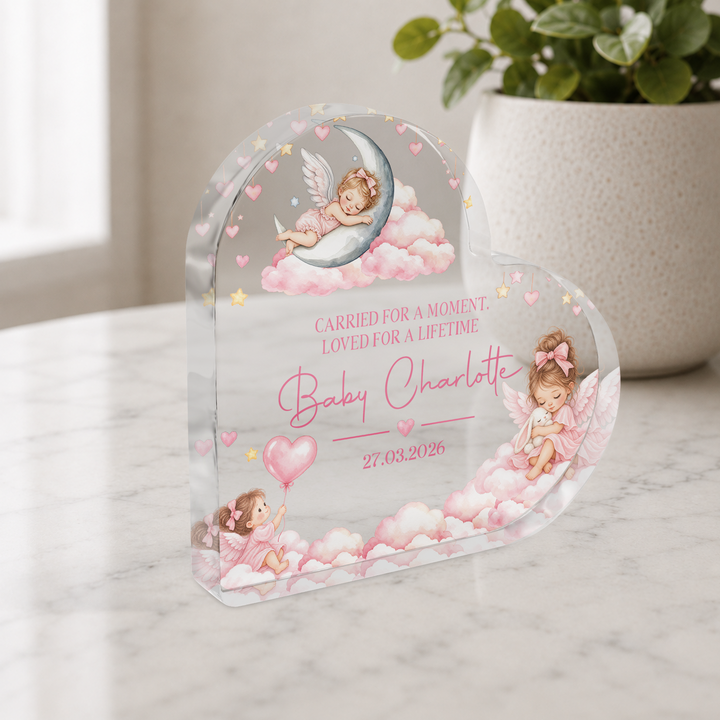 Personalized Pink Baby Memorial Heart Plaque
