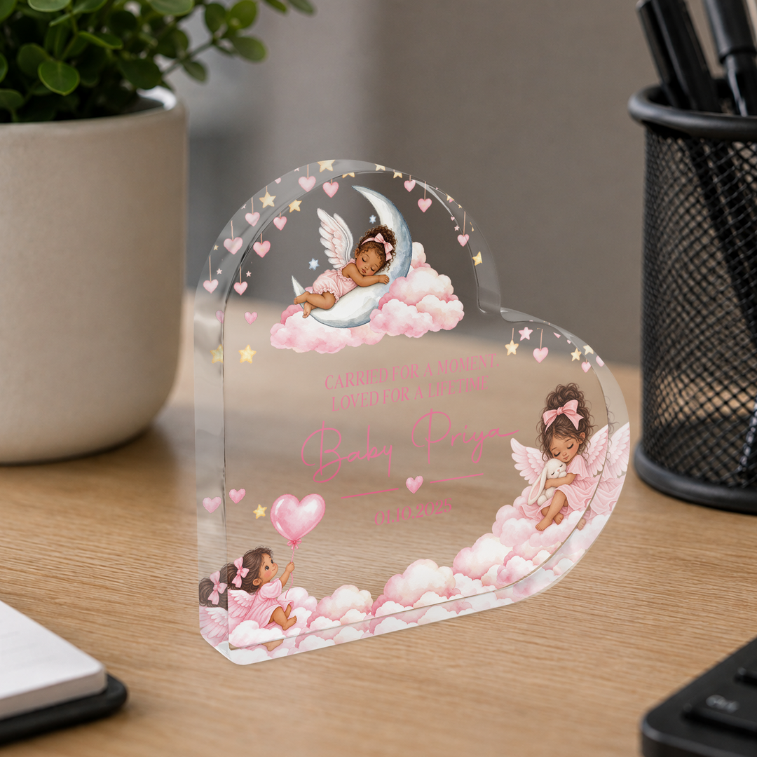 Personalized Pink Baby Memorial Heart Plaque