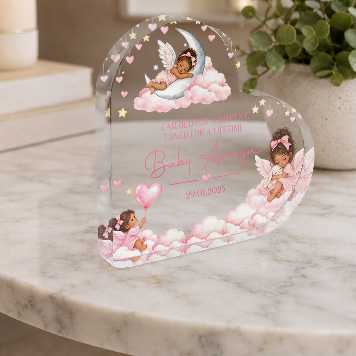 Personalized Pink Baby Memorial Heart Plaque