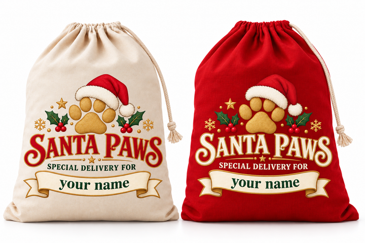 Personalised Santa Paws Christmas Sack for Pets