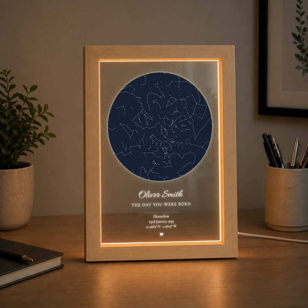 Personalised Stars Map LED Light Box Frame ( Powered by USB )