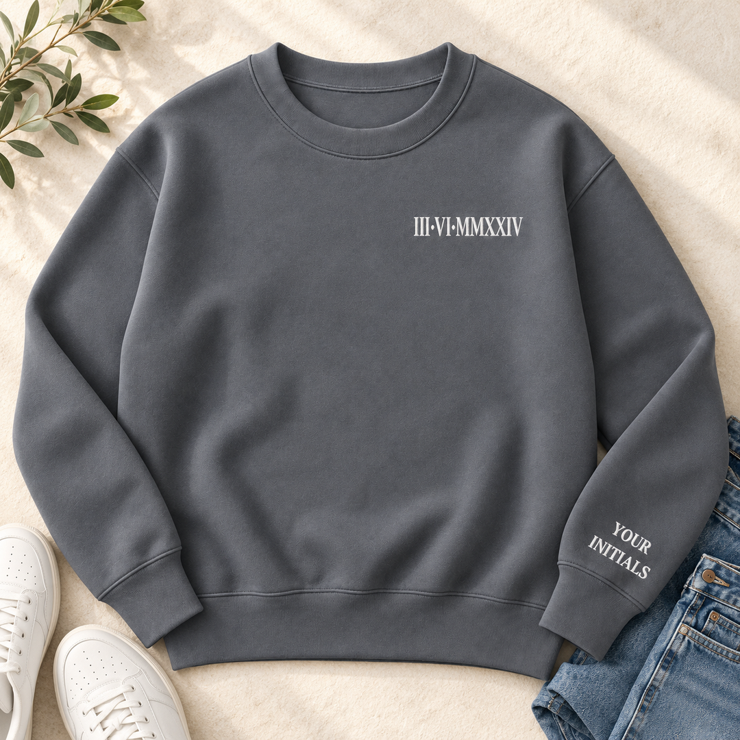 Personalised Embroidered Roman Numeral Unisex Sweatshirt