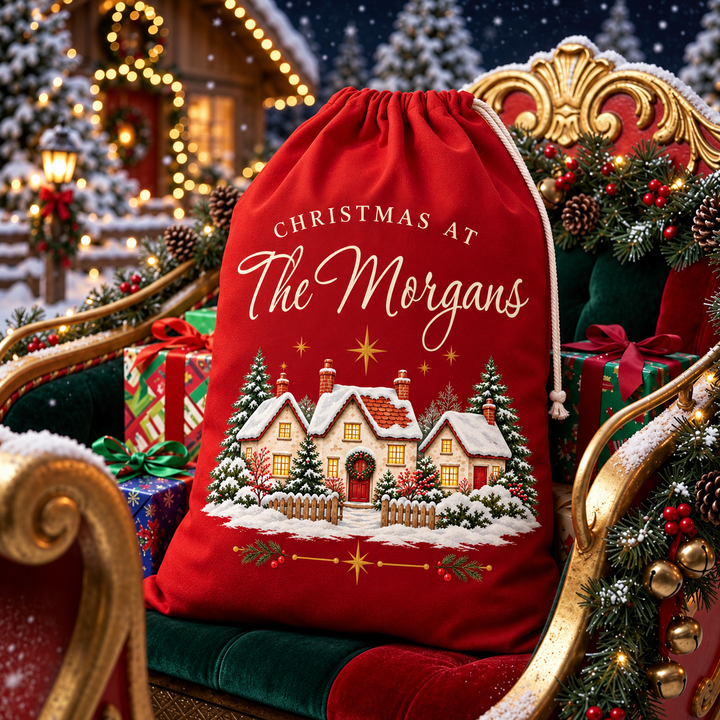 Personalised Family Village Christmas Sack