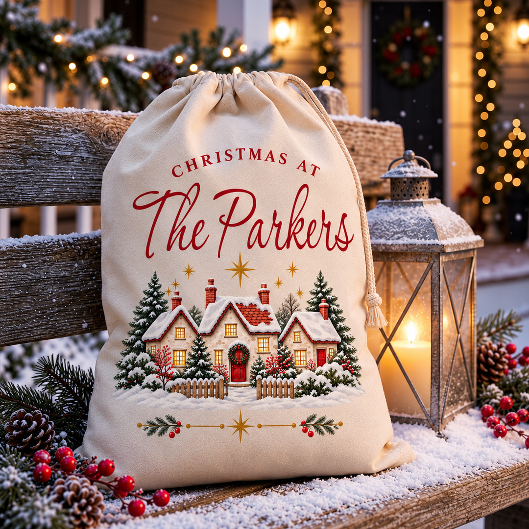 Personalised Family Village Christmas Sack