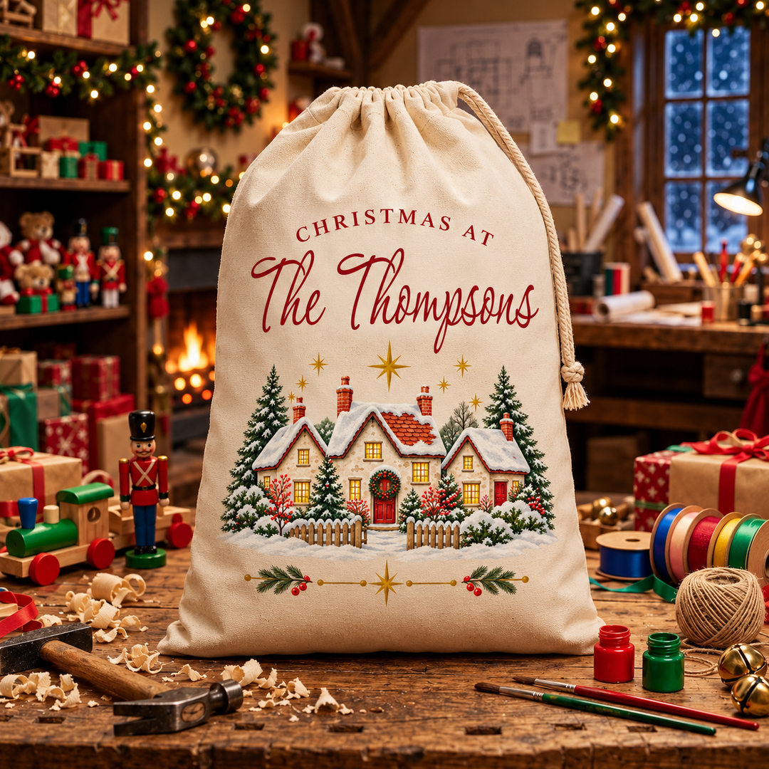 Personalised Family Village Christmas Sack