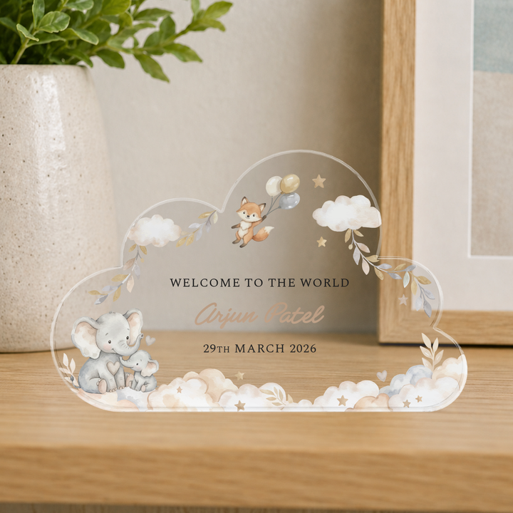 Personalised Welcome to the World Cloud Plaque Keepsake