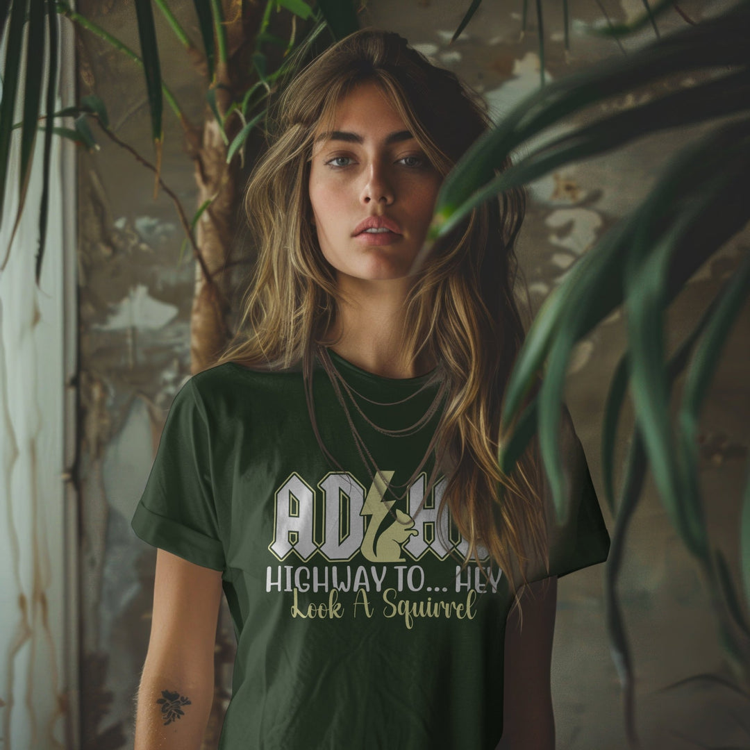 ADHD Unisex T - Shirt, Funny Saying Graphic Tee, ADHD Awareness T - Shirt, Mental Health Tee Shirt, ADHD Highway To Hey Look A Squirrel T - Shirt - Gifts Handmade