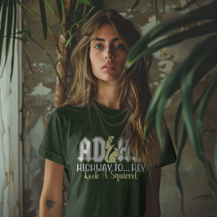 ADHD Unisex T - Shirt, Funny Saying Graphic Tee, ADHD Awareness T - Shirt, Mental Health Tee Shirt, ADHD Highway To Hey Look A Squirrel T - Shirt - Gifts Handmade