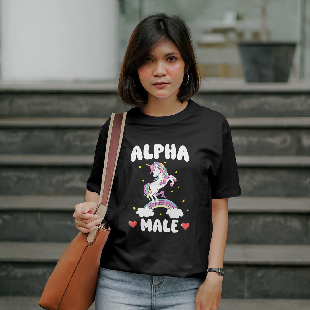 Alpha Male Unicorn Rainbow Unisex T - Shirt - Funny Graphic Tee - Funny Unicorn Meme T - Shirt - Unisex Joke Prank Shirt - Rainbow LGBTQ Pride Shirt - Gifts Handmade