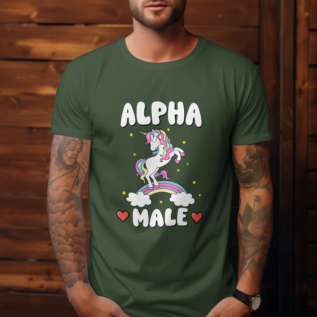 Alpha Male Unicorn Rainbow Unisex T - Shirt - Funny Graphic Tee - Funny Unicorn Meme T - Shirt - Unisex Joke Prank Shirt - Rainbow LGBTQ Pride Shirt - Gifts Handmade