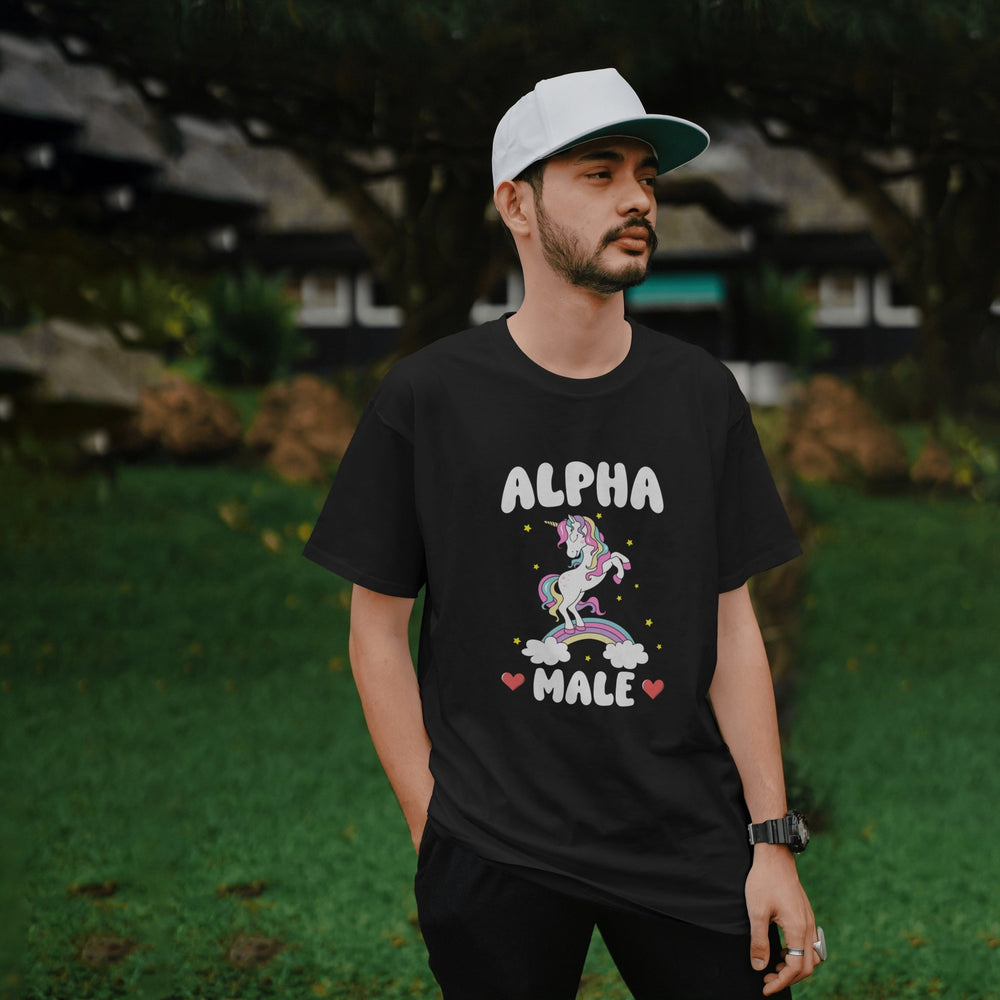 Alpha Male Unicorn Rainbow Unisex T - Shirt - Funny Graphic Tee - Funny Unicorn Meme T - Shirt - Unisex Joke Prank Shirt - Rainbow LGBTQ Pride Shirt - Gifts Handmade