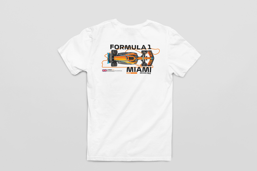 White t-shirt with Formula 1 graphic and &