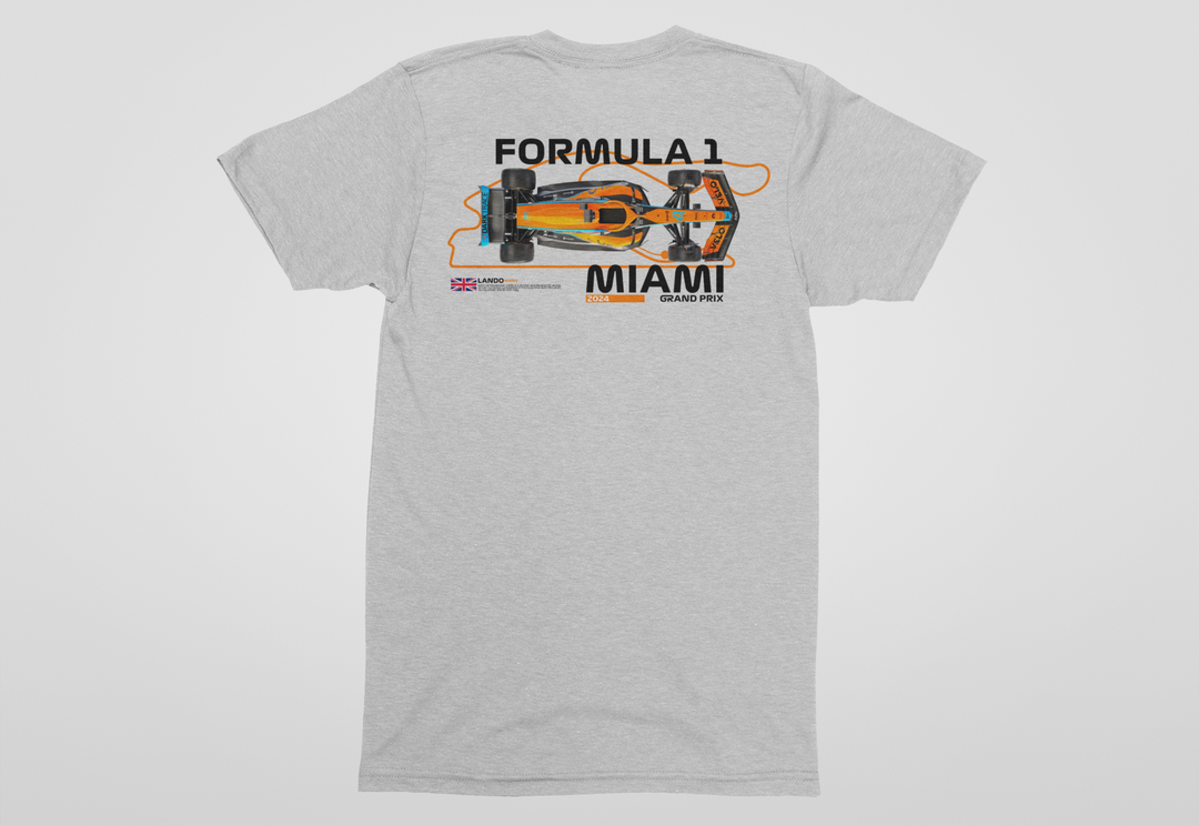 Gray t-shirt with Formula 1 graphic and &