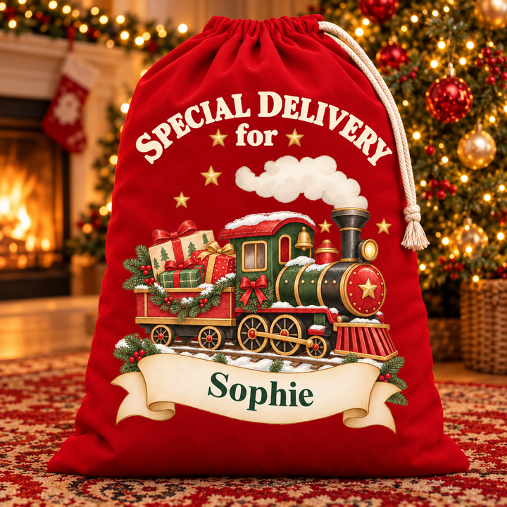 Personalised Christmas Train Sack