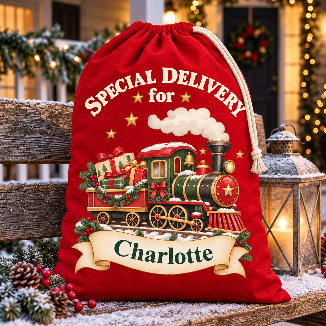 Personalised Christmas Train Sack