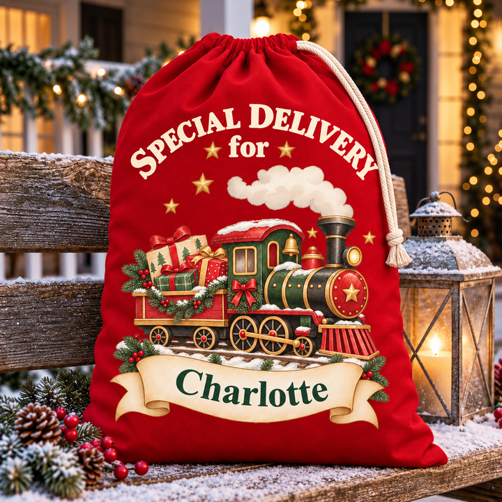 Personalised Christmas Train Sack