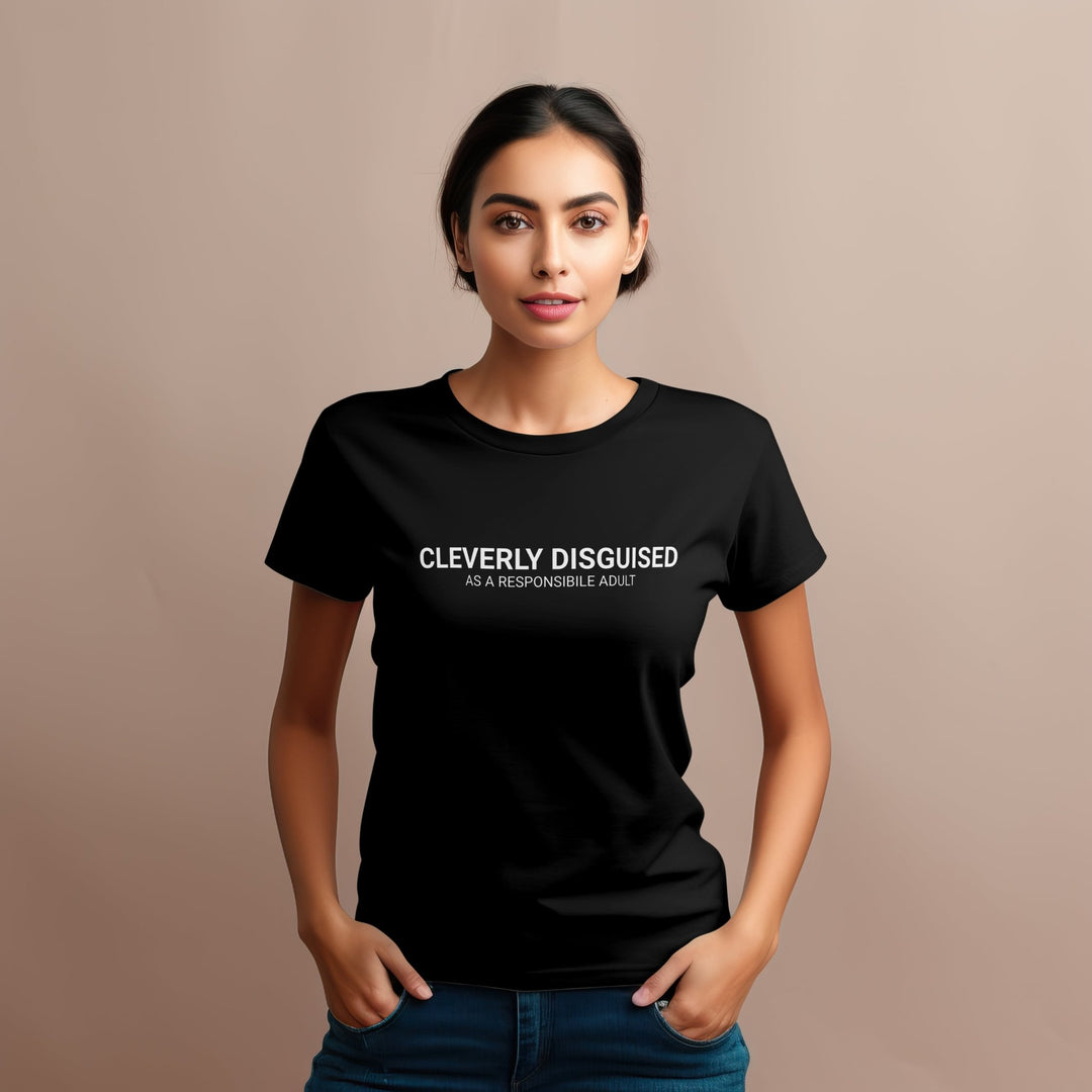 Cleverly Disguised As A Responsible Adult Unisex T - Shirt, Adult Humor T - Shirt, Responsibility Outfit Shirt, Funny Hilarious Slogan T - Shirt - Gifts Handmade