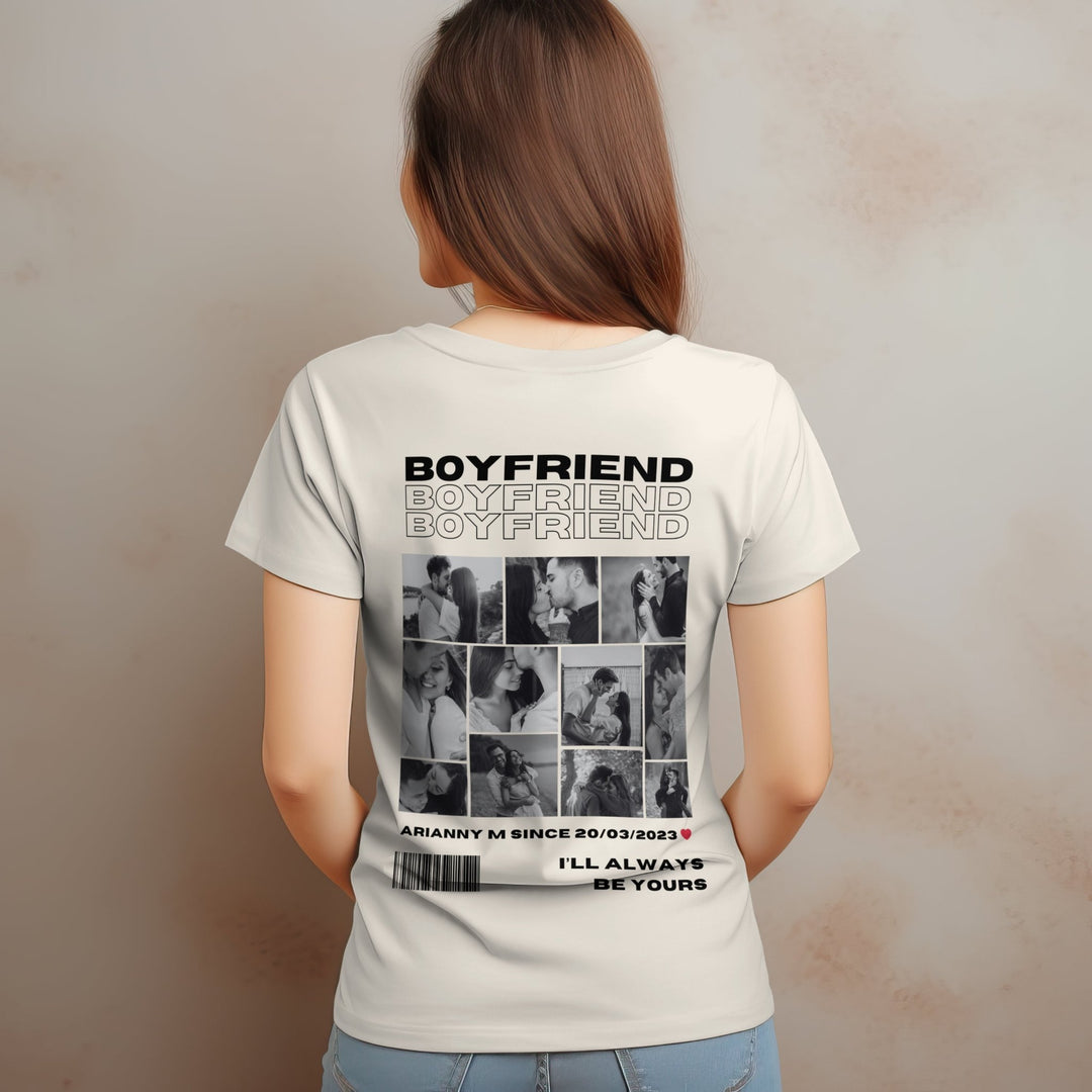 Custom Couple Unisex T-Shirt, Personalised Name And Date Shirt, Boyfriend Girlfriend Unisex Tee, Personalised Photo T-Shirt, Couples Valentine Shirt Gift, Valentine’s Day Gift Idea - Gifts Handmade