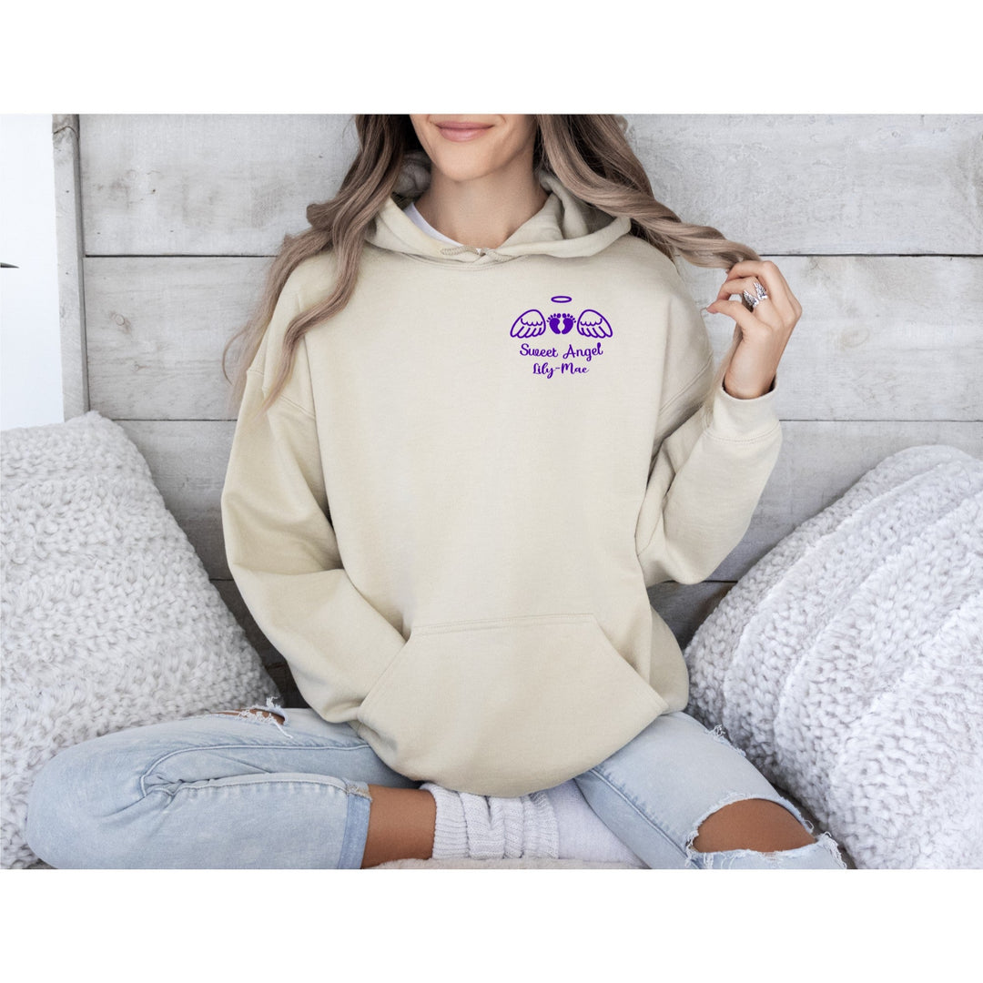 Custom Embroidered Memorial In Sweet Angel Hoodie - Personalised Name Sweatshirt Hoodie - Custom Funeral Hoodie - Sweet Angel Sweatshirt Hoodie - Gifts Handmade