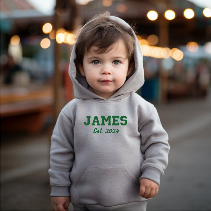 Custom Embroidered Personalised Name / Established in Date Infant / Kid's Sweatshirt Hoodie - Gifts Handmade