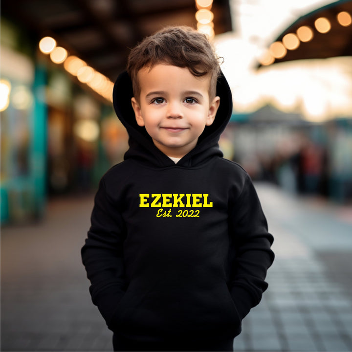 Custom Embroidered Personalised Name / Established in Date Infant / Kid's Sweatshirt Hoodie - Gifts Handmade