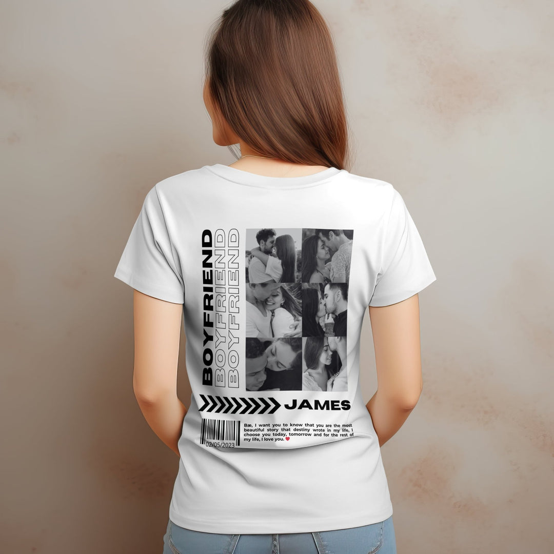 Custom Photo Name and Quote Unisex T-Shirt, Personalised Couples Tee for Valentines Day or Anniversary, Boyfriend Girlfriend Valentines Gift, Unique Couple Gift Idea - Gifts Handmade