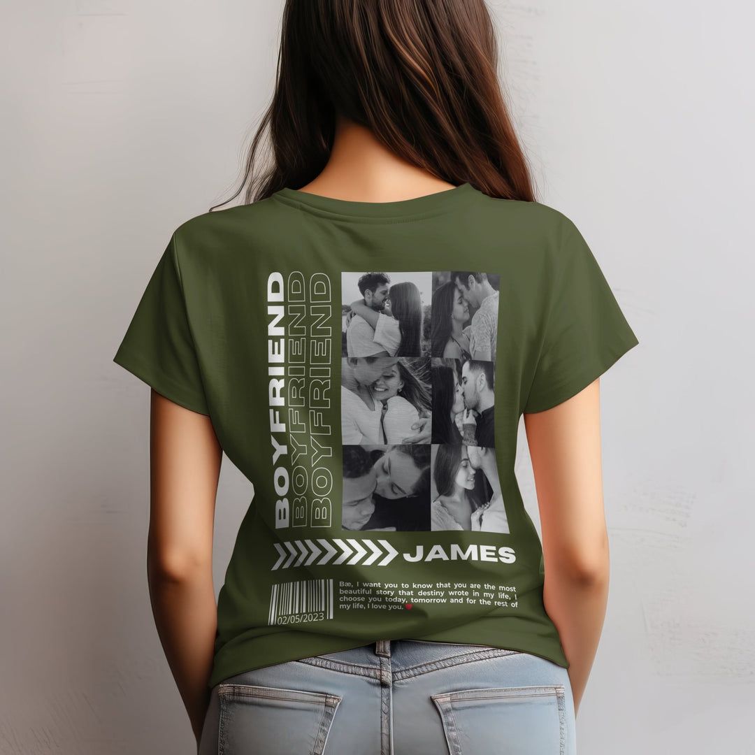 Custom Photo Name and Quote Unisex T-Shirt, Personalised Couples Tee for Valentines Day or Anniversary, Boyfriend Girlfriend Valentines Gift, Unique Couple Gift Idea - Gifts Handmade