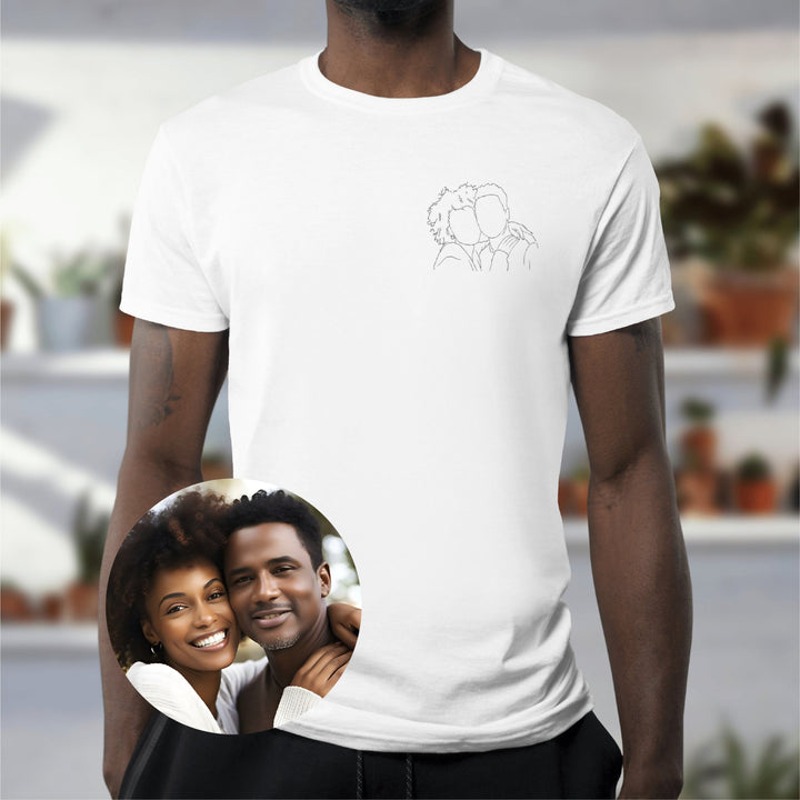 Custom Photo Outline Unisex T - Shirt - Custom Line Art Tee - Photo Outline Gift for Couple - Custom Portrait Outline T - Shirt - Pet Outline Portrait Shirt - Gifts Handmade