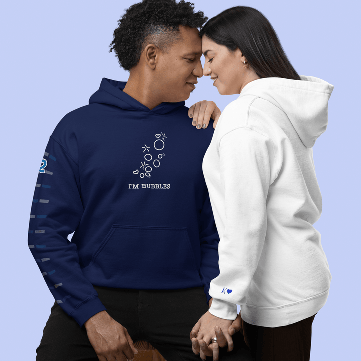 Custom Valentines Hoodie for Couples, Personalised Valentines Embroidered Hoodie, I Blow Bubbles or I'm Bubbles Embroidered Unisex Hoodie, Matching Valentine’s Hoodies - Gifts Handmade