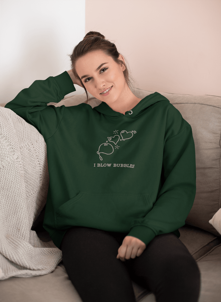 Custom Valentines Hoodie for Couples, Personalised Valentines Embroidered Hoodie, I Blow Bubbles or I'm Bubbles Embroidered Unisex Hoodie, Matching Valentine’s Hoodies - Gifts Handmade