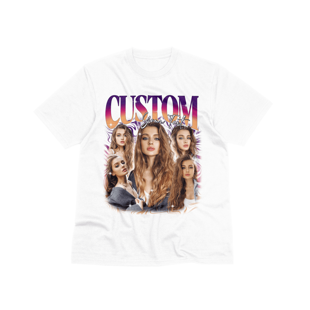 Custom Your Own Bootleg Rap Unisex T-Shirt, Personalised Rap Tee Shirt, Retro Vintage Graphic 90s Shirt, Custom Your Own Photo And Text Shirt - Gifts Handmade