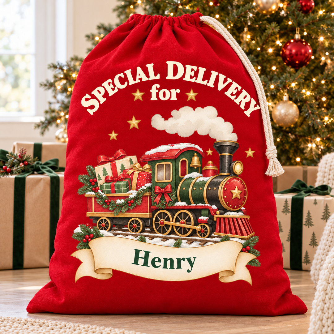 Personalised Christmas Train Sack